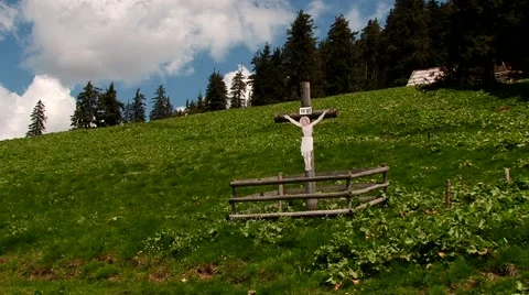 The mountain cross with Jesus Stock Footage 69009094