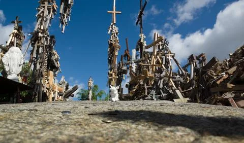 The mountain of crosses Stock Photos