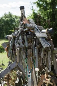 The mountain of crosses Stock Photos