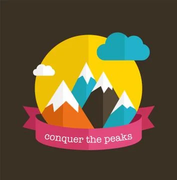 Mountain design with ribbon Stock Illustration