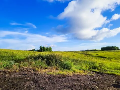 Mountain with dramatic bright blue sky at morning from flat angle Stock Photos