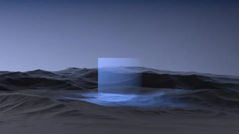 Mountain at dusk abstract Sci-Fi landscape and neon animation.3D render Stock Footage 312347587