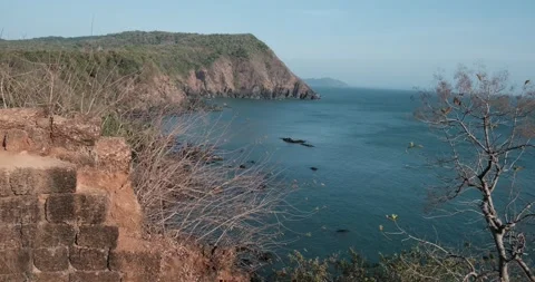 Mountain edge at blue river coast view Stock Footage 237530797