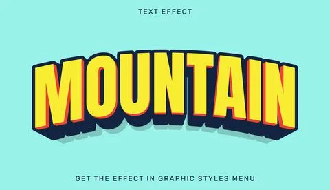 Mountain editable text effect in 3d style Stock Illustration