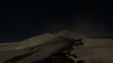 Mountain Elbrus night timelapse Stock Footage 43744733