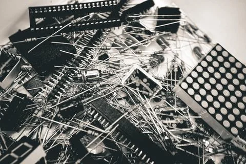 A mountain of electronic components Stock Photos