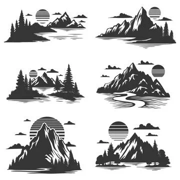 Mountain elements set collection vector illustration 스톡 일러스트