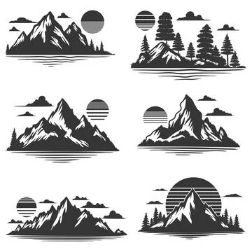 Mountain elements set collection vector illustration Stock Illustration