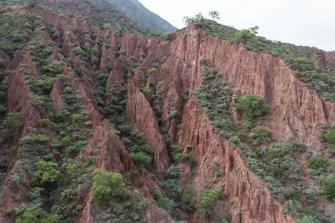 A mountain eroding away in the Argentinian desert in Salta provi Stock Photos
