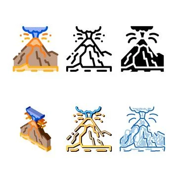 Mountain eruption icon vector outline range Illustrazione stock