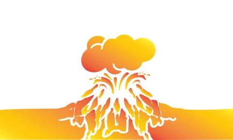 Mountain eruption on white background. 스톡 일러스트