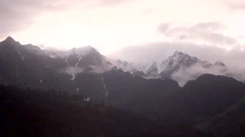 Mountain evening (Clouds time-lapse motion in the Sky) Stock Footage 58178815