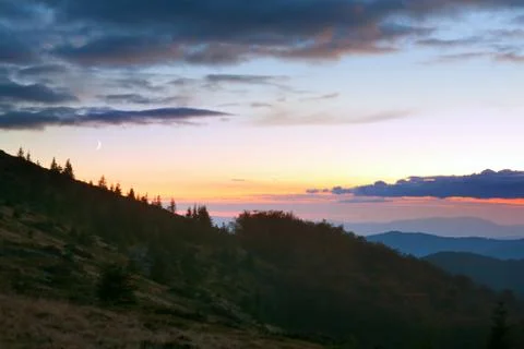 Mountain evening glow Stock Photos