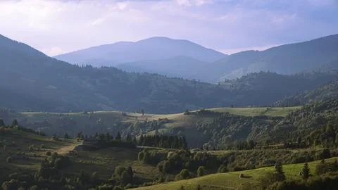 Mountain evening landscape with clouds Stock Photos