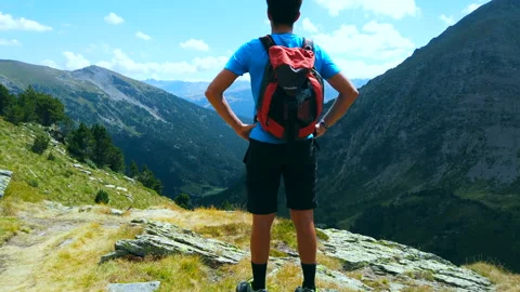 Mountain Excursion Epic Shot Landscape Green Summer Andorra 4K 60p Stock Footage 142737974