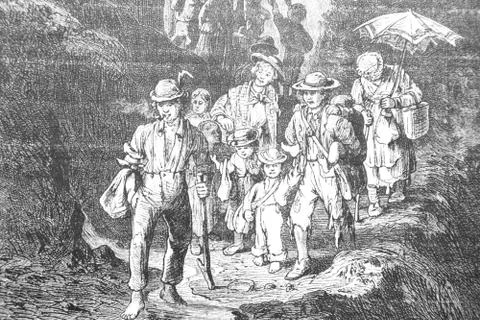 Mountain excursion - Vintage Engraved Illustration, 1894 Stock Illustration