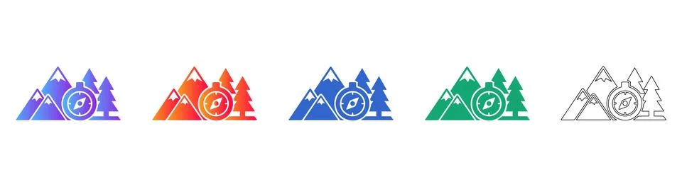 Mountain Expedition Compass Icon Set イラスト素材