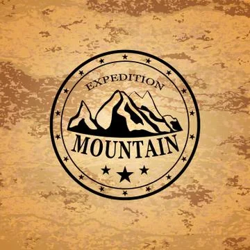 Mountain expedition emblem Stock Illustration