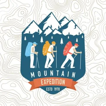 Mountain expedition patch. Vector. Concept for shirt or badge, print, stamp or Stock Illustration