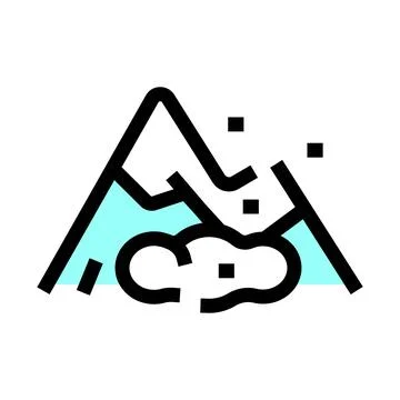 Mountain experiencing an avalanche or landslide icon Illustration