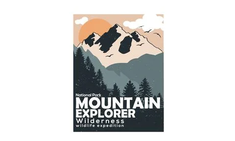 Mountain explore graphic print design. Stock Illustration
