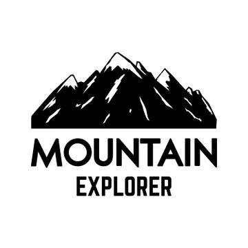Mountain explorer. Emblem template with rock peak. Design element for logo, l Stock Illustration