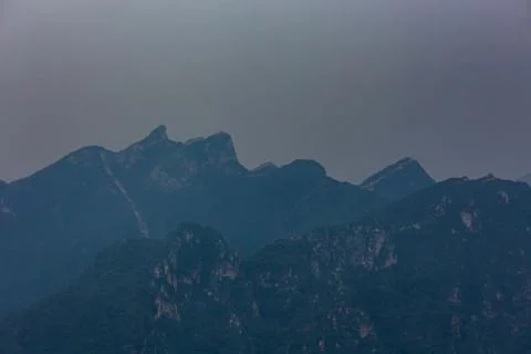 A mountain with a face shape 스톡 사진