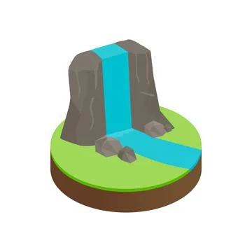 Mountain falls isometric 3d icon Stock Illustration