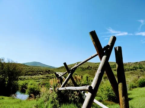 Mountain Fence Line Stock Photos