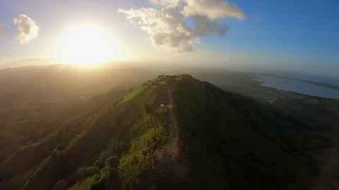 MOUNTAIN FIELD, summit, road, house, river, grass, hiking, range Video stock 100526258