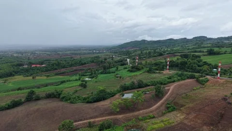 Mountain Fields and Forest After Rainfall – Drone View Stock Footage 310513410