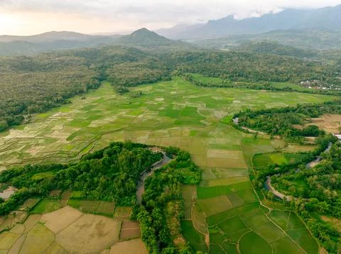 Mountain Fields Sunset Stock Photos