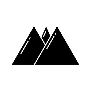Mountain Fill Icon Symbol Vector. Black Glyph Mountain Icon Stock Illustration