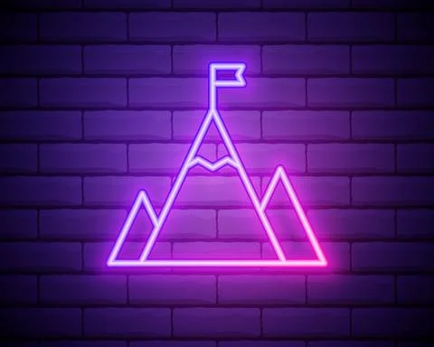 Mountain Flag icon. Elements of startups in neon style icons. Simple icon for 스톡 일러스트