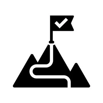Mountain with flag icon. Stock Illustration