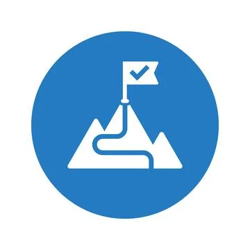 Mountain with flag icon. Stock Illustration