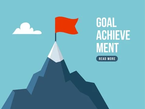 Mountain flag mission flat icon. Success startup vector design goal. Mountain Stock Illustration