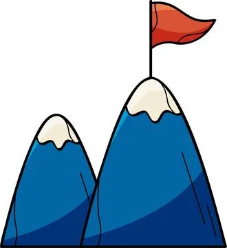 Mountain flag peak target illustration vector goal achievement Stock Illustration