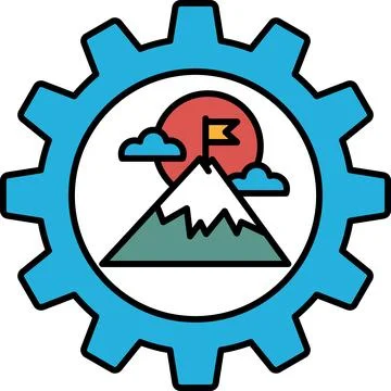 A mountain with a flag on top of it Stock Illustration