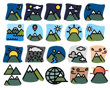 Mountain flat color icon Stock Illustration