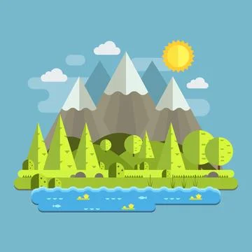Mountain flat landscape Stock Illustration
