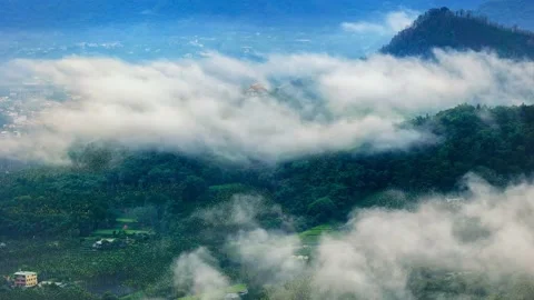 MOUNTAIN WITH FLYING CLOUDS IN TAIWAN Stock Footage 200894836