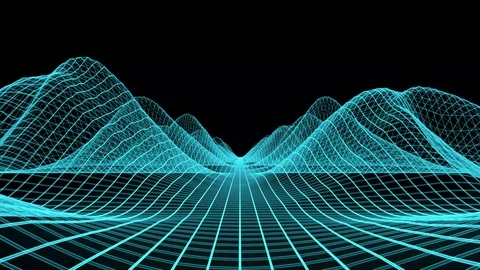 Mountain Flying Through 3D Wireframe With Alpha Landscape Background Lines Stock Footage 119967811