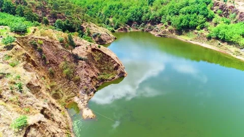 Mountain Foothill Small Lake 4K Aerial Stock Footage 321043376