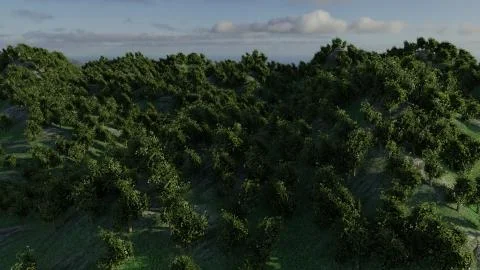 Mountain forest. 3d - rendering. Stock Illustration