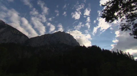 Mountain forest with Alpine peak pan shot Video stock 59318238
