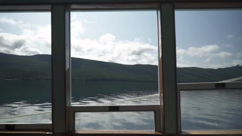 Mountain, Forest, and Lake View from Boat, HD 動画素材 129607313