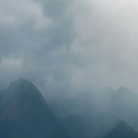 The mountain forest on the background on the cloud flow. Wide angle. Time lapse Stock Footage 69499758