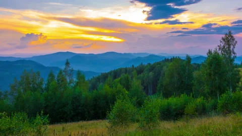 The Mountain Forest on Background of Sunset Stock Footage 102123034