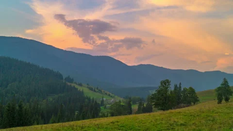 The Mountain Forest on Background of Sunset Stock Footage 114564671